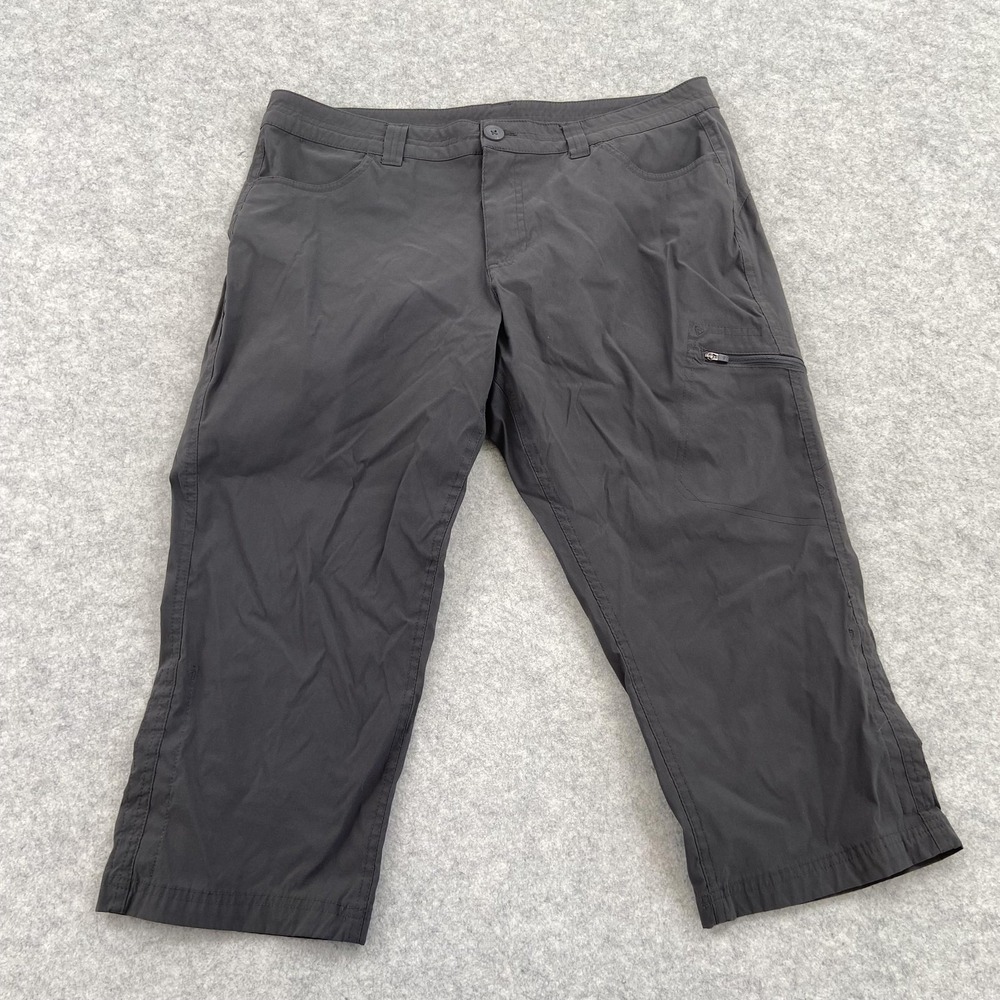 Eddie Bauer Pants Womens 14 (34x19) Gray Capri Hiking Outdoor Nylon Stretch
